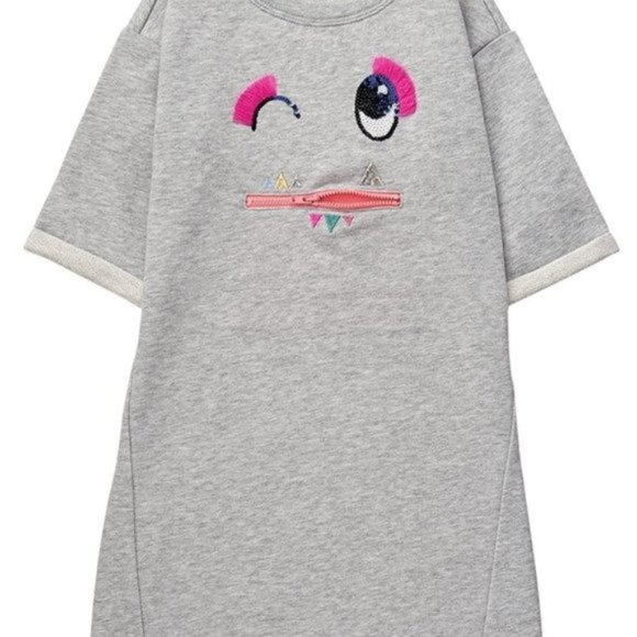 Gymboree Heather Grey Funny Face Dress 10 Easy pull-on style Zip pocket accent - Picture 2 of 7